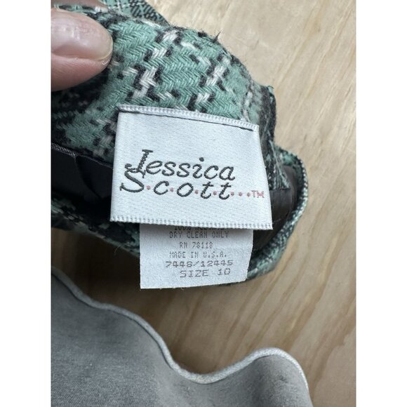 VTG Jessica Scott Emporium 80’s Career Teal Wool Blazer Plaid Pencil Skirt 10 12 - Picture 7 of 12